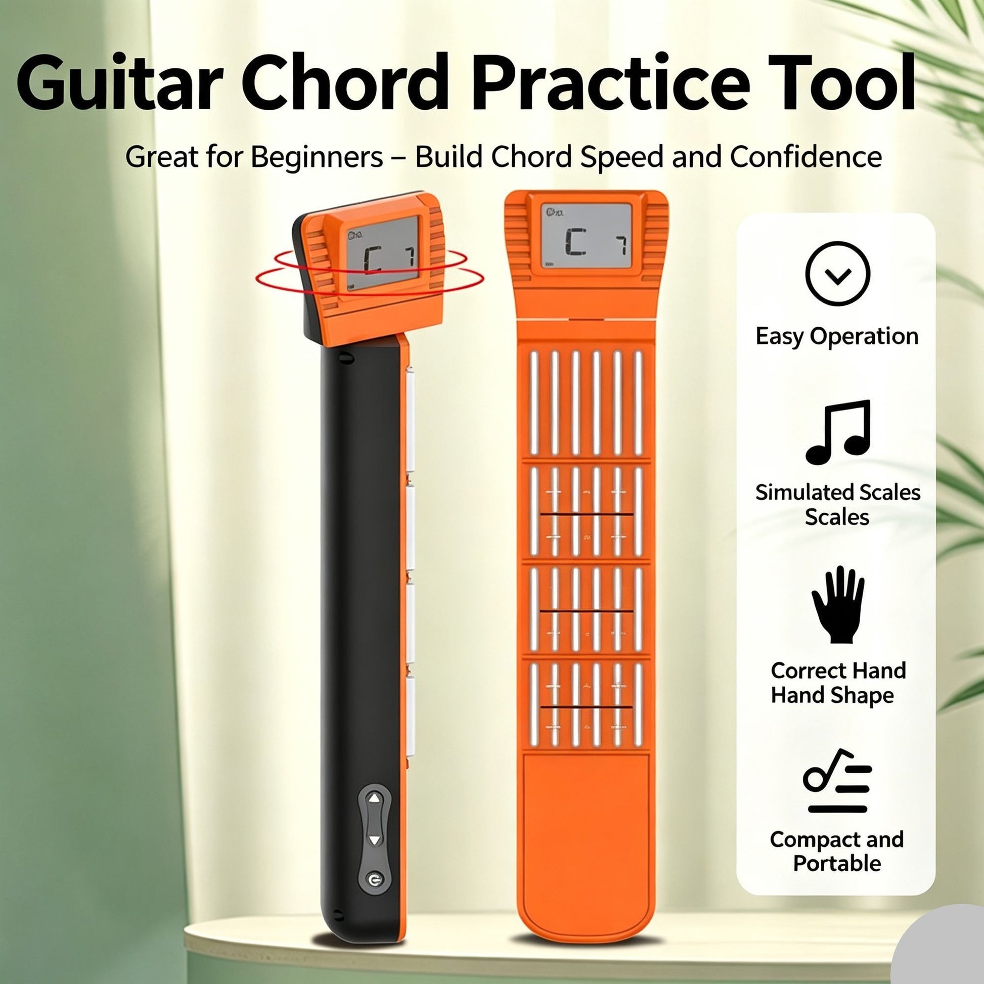 New Pocket Silent Guitar Chord Trainer, Portable Mute Guitar Finger Practice Aid, Self‑Study Tool for Beginner Guitarists, Compact Chord & Scale Exercise Accessory, Christmas Halloween Music Enthusiast Gift