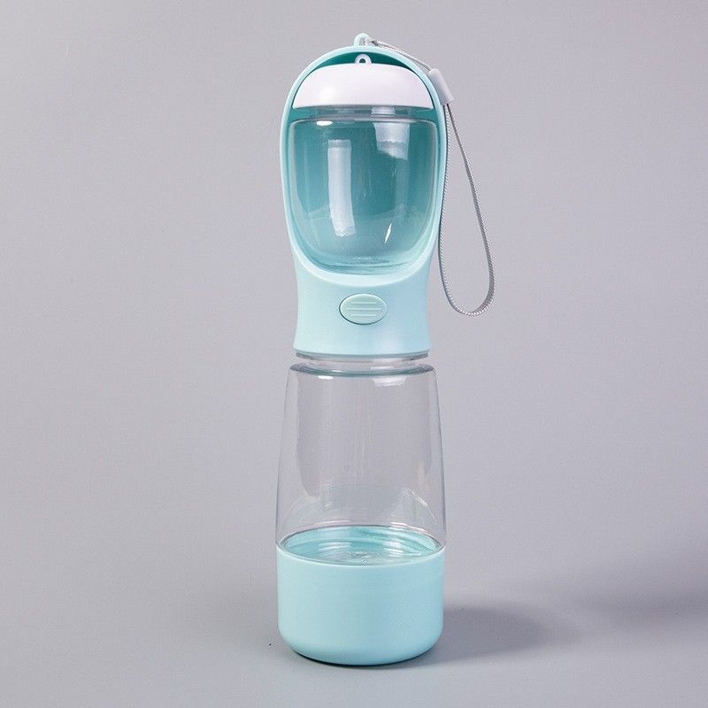 3-in-1 Outdoor Pet Water & Food Travel Bottle for Cats & Dogs, Sky Blue, 400ml Water 150ml Food Storage With Waste Bag Box & Hand Strap, Multi-Functional Walking Supply, Christmas Halloween Pet Lover Gift