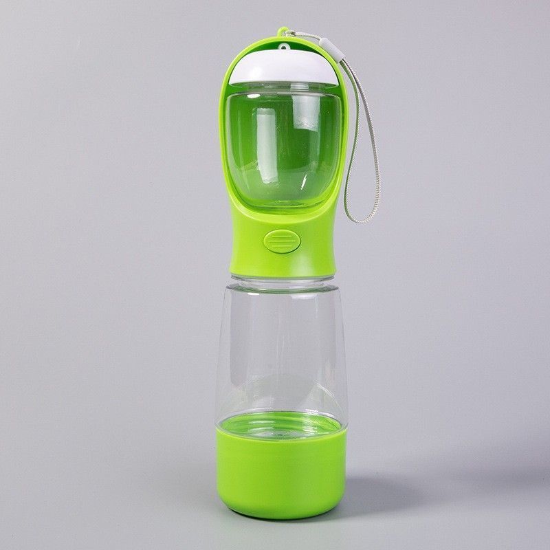 Multifunctional 3-in-1 Pet Travel Water Food Cup, Mustard Green, 400ml Water 150ml Food Container, Built-in Waste Box and Carry Lanyard, Portable Outdoor Dog Accessory, Christmas Halloween Pet Holiday Present