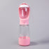 Portable 3-in-1 Pet Water Food Bottle for Outdoor Trip, Pink, 400ml Water 150ml Food Storage, Waste Bag Box & Handheld Strap Included, Multi-Scene Walking Gear, Christmas Halloween Gift for Pet Owners
