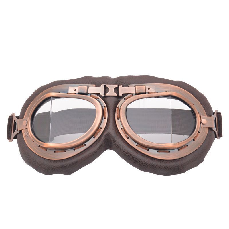 Vintage Bronze Harley Style Motorbike Helmet Goggles, Anti-Dust Wind Protective Riding Eyewear, Bronze Frame with Clear Lens, Outdoor Motocross Accessory, Christmas Halloween Rider Present
