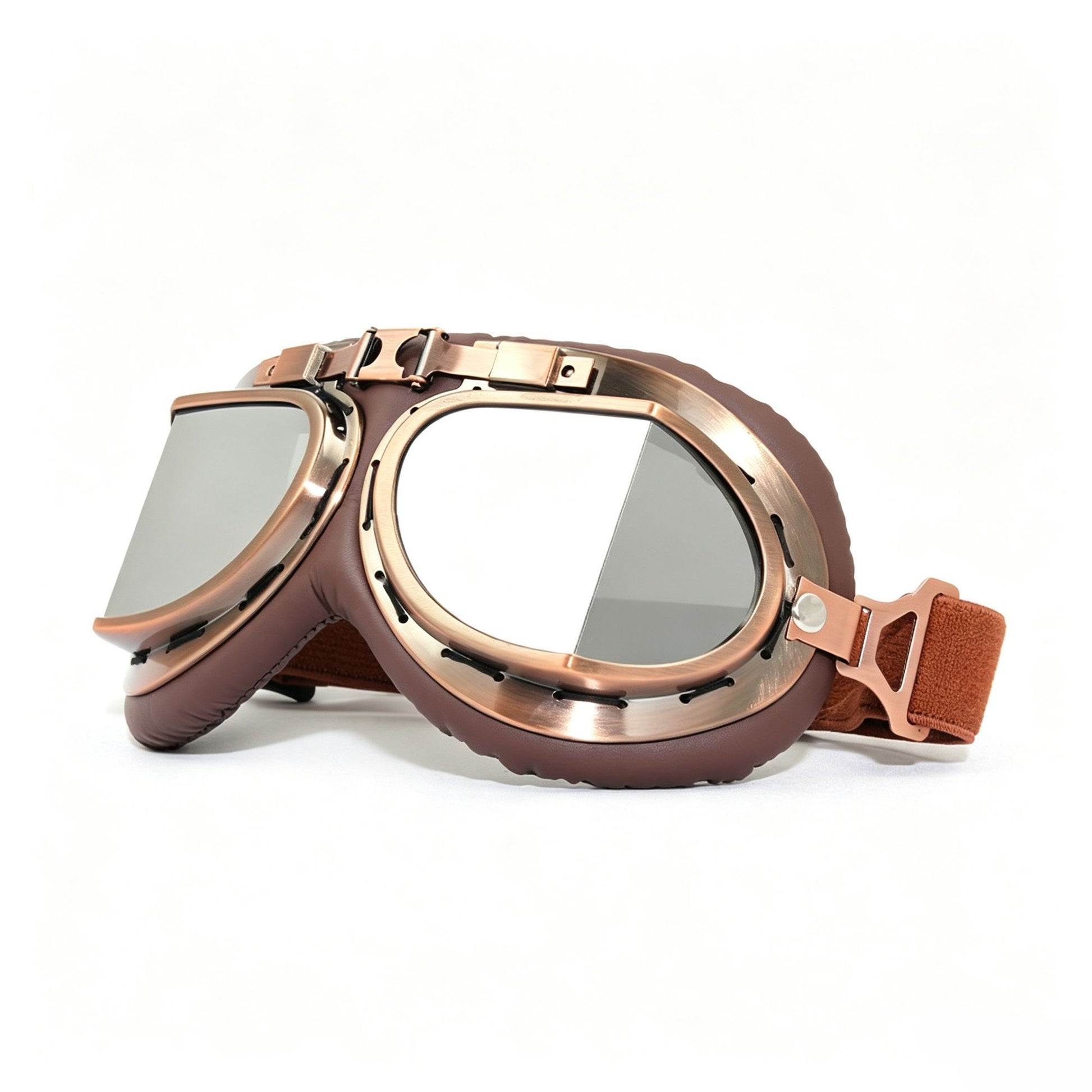 Classic Bronze Harley Motorcycle Protective Goggles, Wind Resistant Off-Road Cycling Glasses, Bronze Frame with Silver Mirror Lens, Outdoor Riding Gear, Christmas Halloween Motorbike Enthusiast Gift