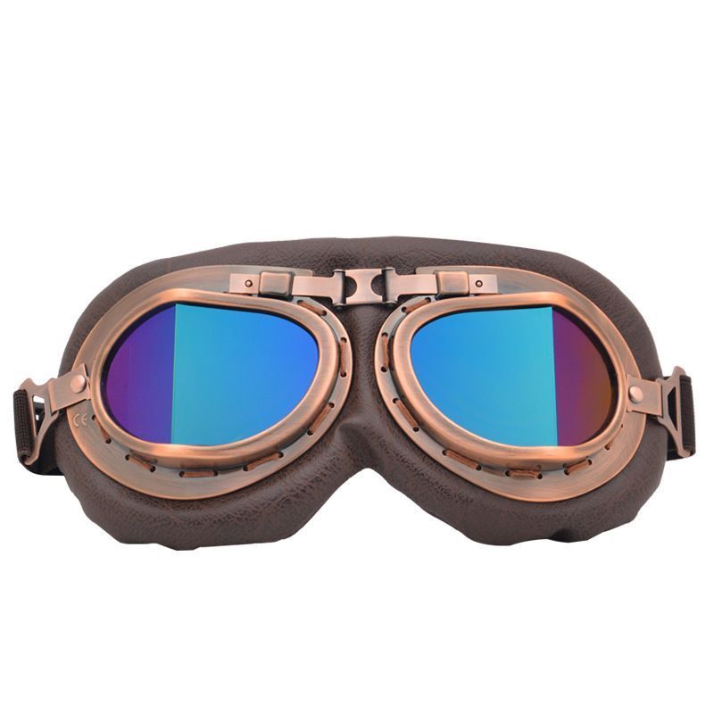 Vintage Bronze Harley Style Motorcycle Goggles, Dustproof Windproof Off-Road Riding Glasses, Bronze Frame with Colorful Lens, Outdoor Motorbike Protective Gear, Christmas Halloween Rider Gift