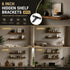 6" Black Hidden T Shelf Bracket 4Pcs w/ 5x60&5x80 Screws