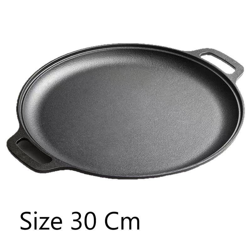 Dual Ear Uncoated Cast Iron Flat Griddle, Thick Solid Iron Skillet for Searing Meat, Flatbread & Seafood, 30cm Griddle, Durable Multi-Purpose Home Cookware, Christmas & Halloween Housewarming Present