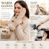 Khaki Fur Cuff Women's Fleece Windproof Bike Gloves