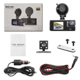 Full HD Car Driving Recorder 3 Camera Triple Recording Front Inside Rear with 64G Card Suitable for Christmas Gifting