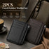 Black & Coffee Vertical Card Wallet Set 2Pcs Lychee Texture Multi Slot Coin Purse Kit