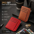 Brown & Red Vertical Card Wallet 2 Pack Lychee Grain Zipper for Travel Outfit Matching