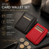 Coffee & Red Vertical Card Holder Combo Pack Lychee Grain All-match Coin Purse Set