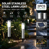 Small Silver Cool White Solar LED Garden Light 2Pcs