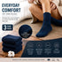 Navy Wool Lined Thermal Socks Unisex Thick Terry Winter Socks 3 Pairs