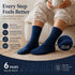 Navy Warm Fleece Terry Wool Socks Adult Unisex Loose Top Winter Socks 6 Pairs