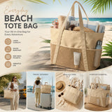Beige Waterproof Travel Tote Large Capacity Beach Carry Bag