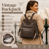 Two-Tone Coffee Textured Women Retro Backpack Multi Functional Large Capacity Bag