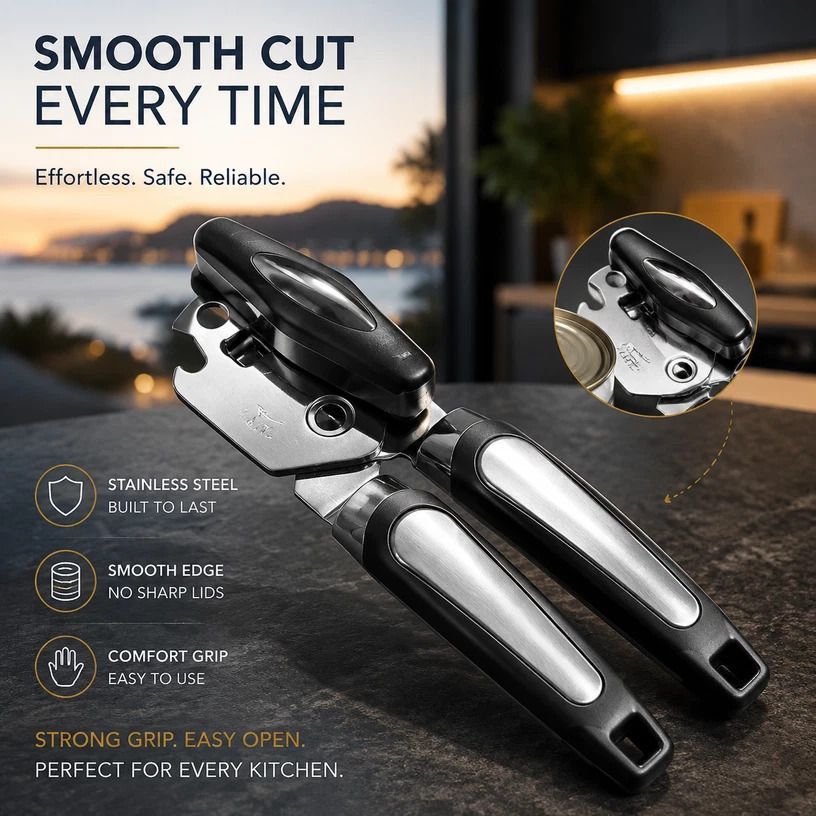 Upgraded Labor Saving Can & Bottle Opener Stainless Steel Household Gadget