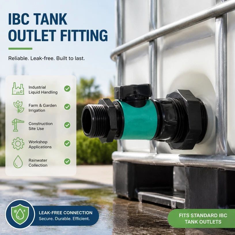 3/4in Tank Base Dual Purpose Control Valve IBC Tote Bottom Fitting