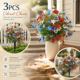 Red Blue White Mixed Artificial Stems 3 Pack Home Garden Landscape Greenery