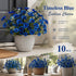 Blue Artificial Eucalyptus Pansy Fake Flower Stems Home Styling 10 Pack
