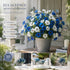 White & Blue Mixed Artificial Eucalyptus Pansy Floral Stems 10 Pack