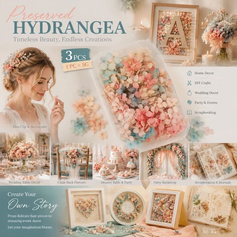 Dreamy Gradient Preserved Hydrangea DIY Craft Flower Kit 5g Per Box Set of 3