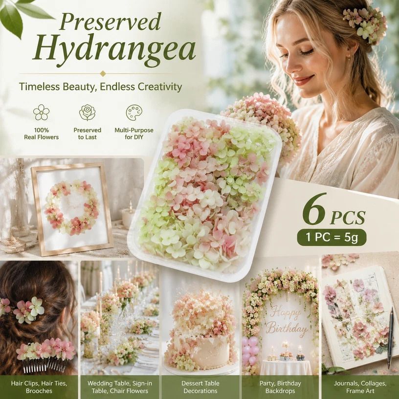 Warm Mixed Tone Preserved Hydrangea Soap Craft Floral Kit 6 Boxes 5g Each