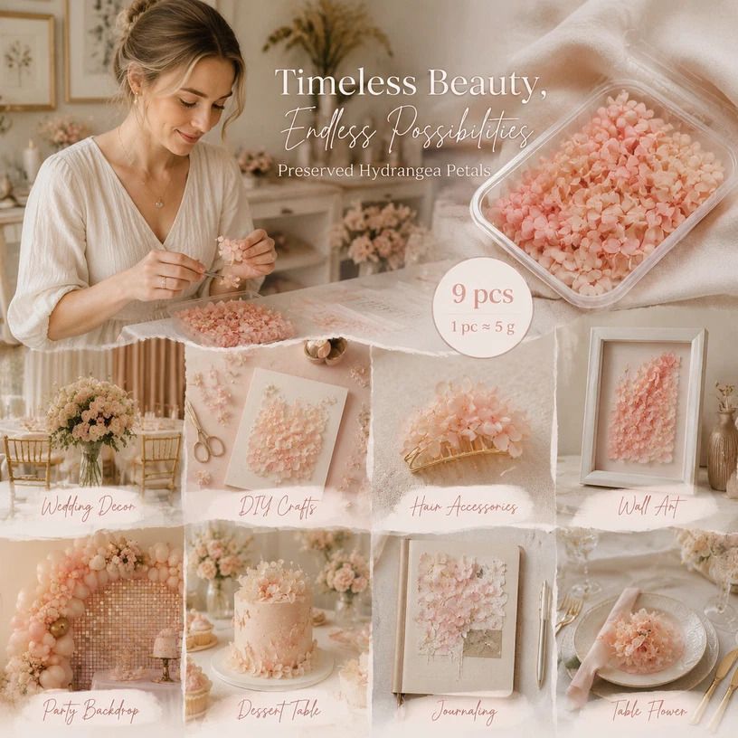 Hibiscus Gradient Preserved Hydrangea Dried Flower DIY Arrangement Kit 9 Boxes