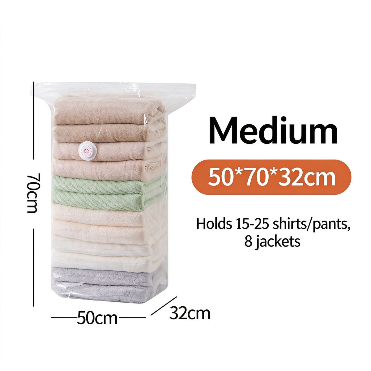 3D Stereo Vacuum Compression Storage Bags, Thickened Material No Air Pump Needed, Dust‑Proof Moisture‑Proof For Seasonal Garment Arrangement, Halloween Household Organizer Supply, Medium Size 50x70x32, 4 Pcs