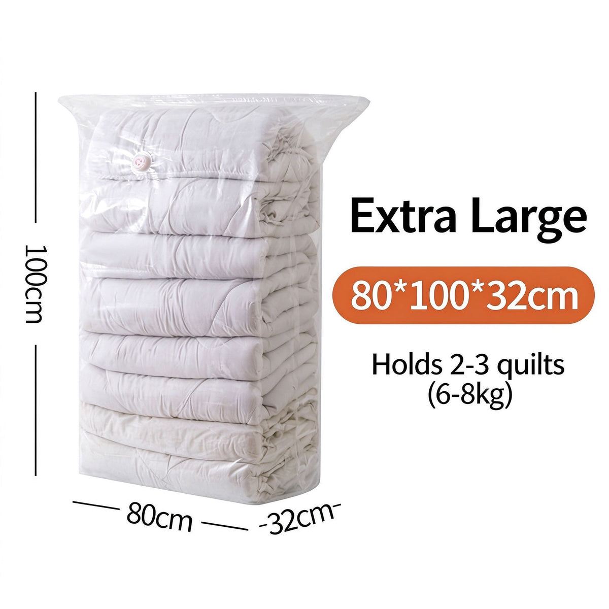 Extra Large No‑Pump Stereo Vacuum Compression Bags, Tear‑Resistant Thick Storage Sacks For Big Quilts Comforters, Christmas Housewarming Present, X‑Large Size 80x100x32, 4 Pcs
