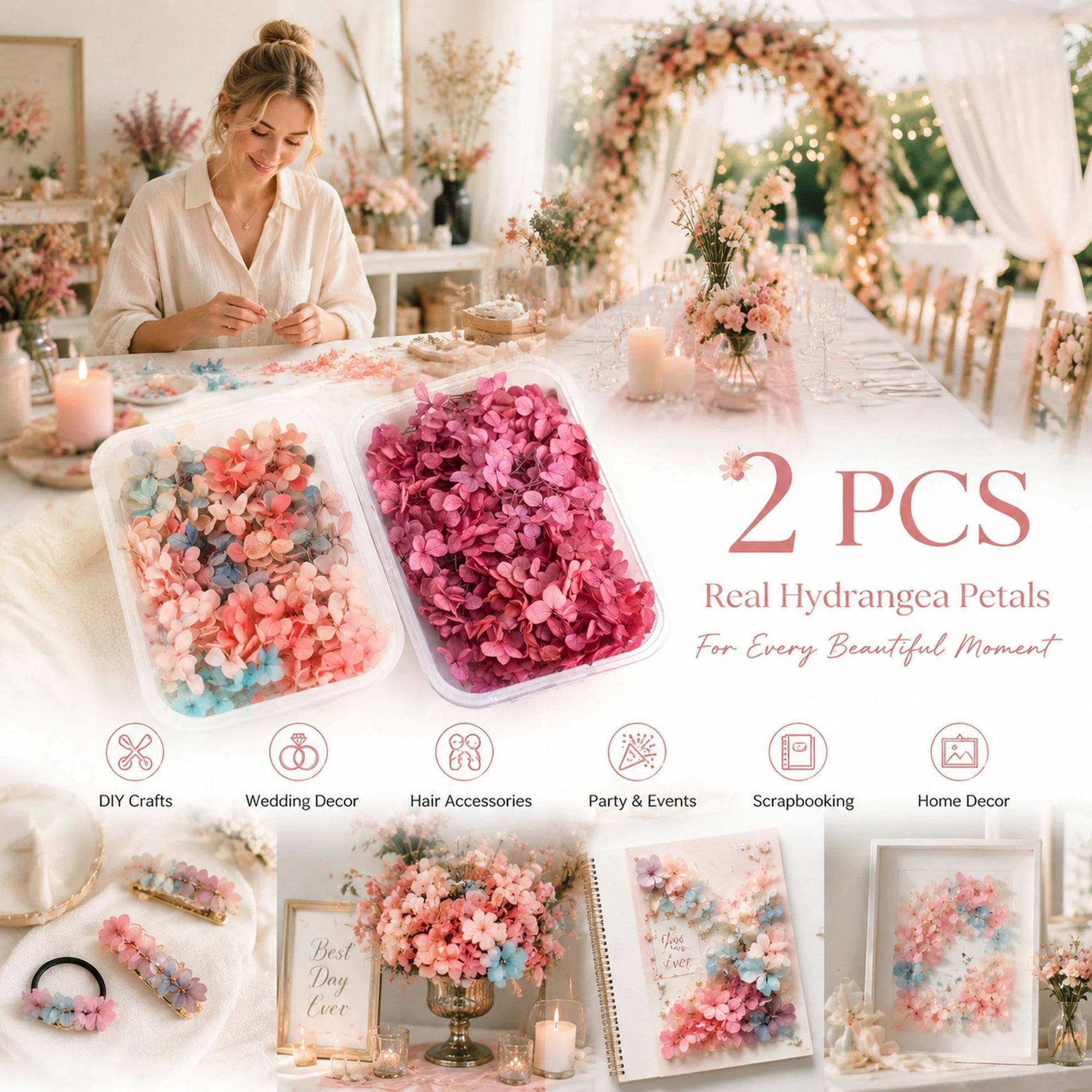 Dreamy Tone & Purple Cloud Gradient Preserved Hydrangea Resin Ornament Kit 2 Boxes
