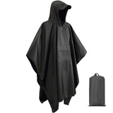 Multifunctional 3‑in‑1 Adult Rain Poncho Thin Black Cloak Raincoat, Can Be Used As Ground Sheet Tarp For Hiking Camping Cycling, Practical Halloween Christmas Outdoor Gift Accessory