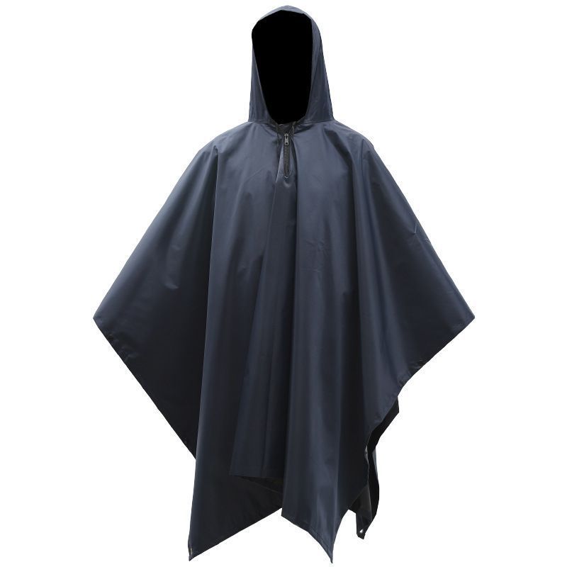 Heavy‑Duty Oxford PVC Navy Adult 3‑in‑1 Thick Rain Poncho Cloak, Multifunctional Ground Mat Tarp For Camping Hiking, Durable Outdoor Gear Halloween Holiday Gift
