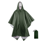Silver‑Coated Polyester Olive Green Adult 3‑in‑1 Rain Cloak Poncho, Multipurpose Ground Mat Shelter For Camping Hiking Cycling, Holiday Surprise Gift For Traveler