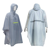Adult Grey Reflective Self‑Storage 3‑in‑1 Rain Poncho Cloak, Multipurpose Ground Sheet Tarp For Cycling Hiking Travelling, Night Safety Accessory Xmas Holiday Surprise Gift