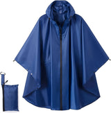 Zipper‑Designed Blue Adult 3‑in‑1 Rain Poncho Cloak, Multipurpose Ground Sheet Tarp For Backpacking Camping Hiking, Convenient Outdoor Accessory Holiday Surprise Gift