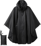 Zipper‑Style Black Adult 3‑in‑1 Rain Cloak Poncho, Waterproof Ground Cloth Shelter For Hiking Camping Travelling, Reliable Outdoor Gear Christmas Holiday Present