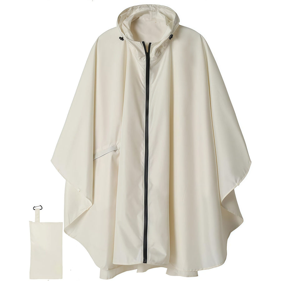 Zipper‑Style Off‑White Adult 3‑in‑1 Rain Poncho Cloak, Waterproof Ground Sheet Tarp For Outdoor Backpacking Camping, Light‑Weight Travel Gear Christmas Surprise Gift