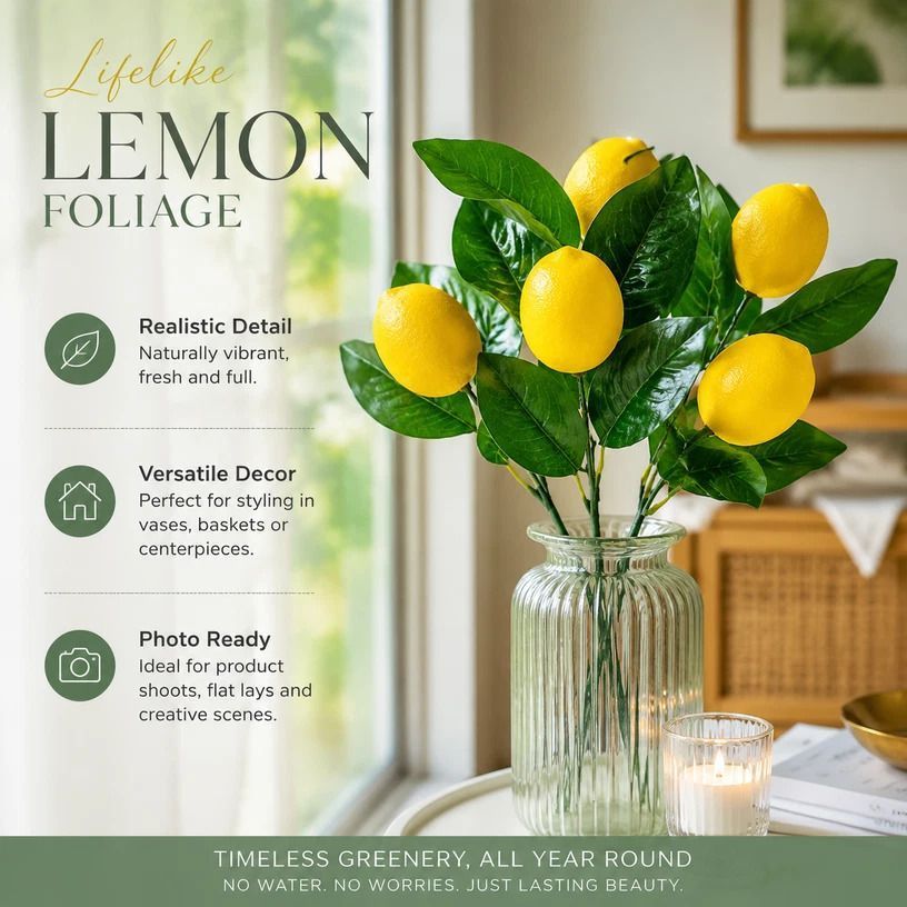 Style A 5 Fork Lemon Bouquet Faux Greenery Table Wall Styling