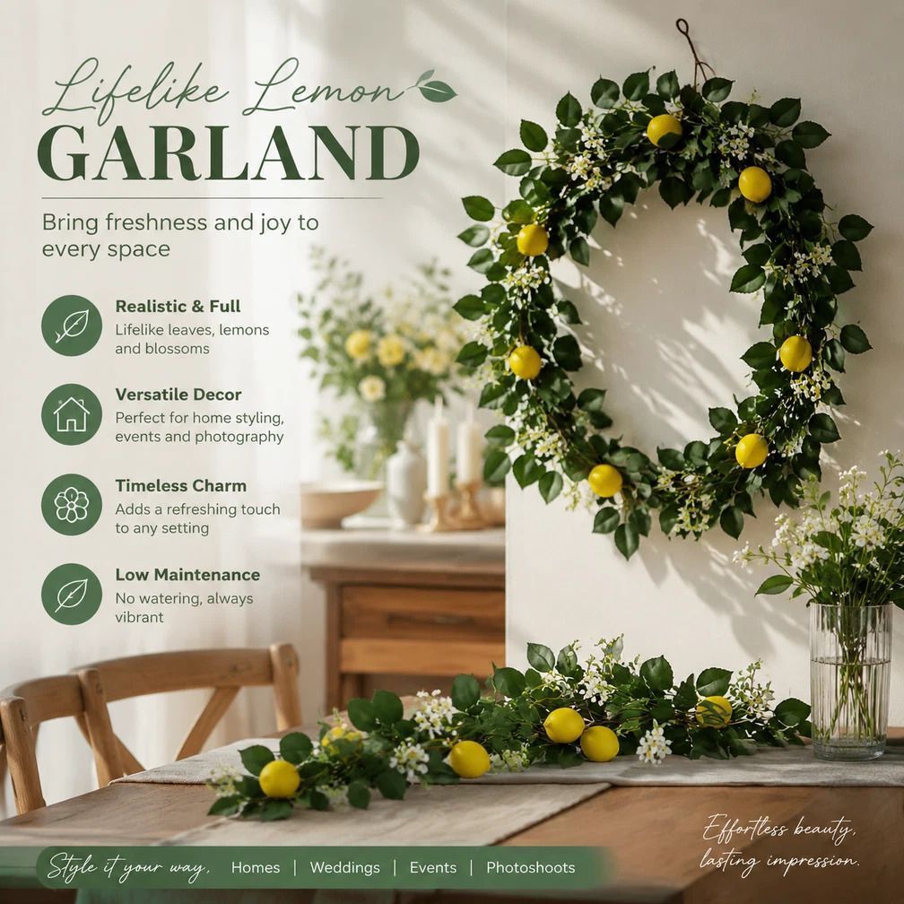 Artificial Lemon Green Leaf Vine Indoor Home Styling Greenery