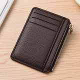 2Pcs 6 Slots Large Capacity Zipper Card Holder,Waterproof & Scratch Resistant,Compact-dark brown