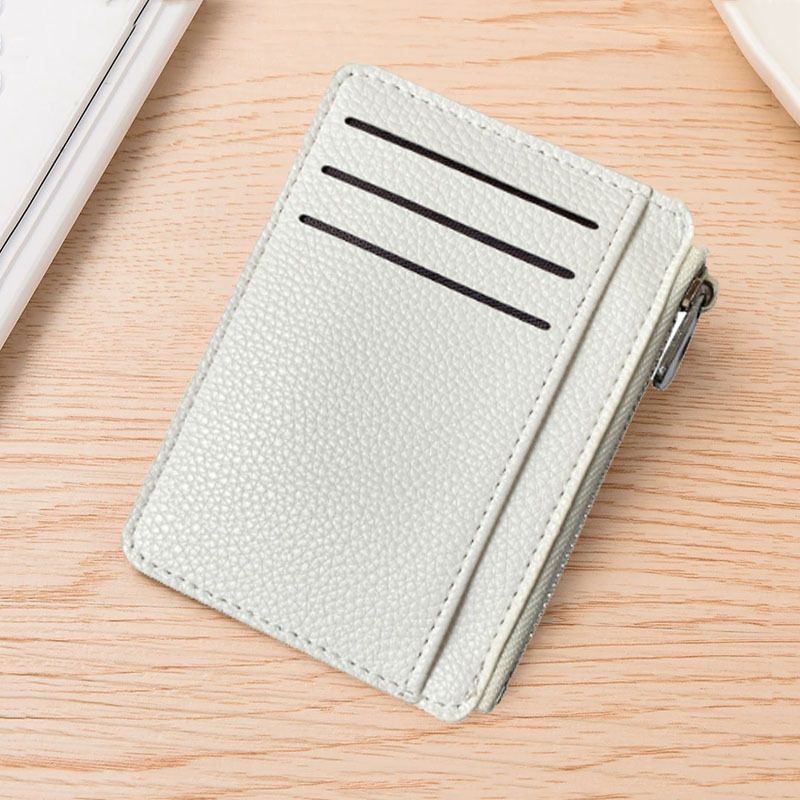 2Pcs 6 Slots Large Capacity Zipper Card Holder,Waterproof & Scratch Resistant,Compact-white