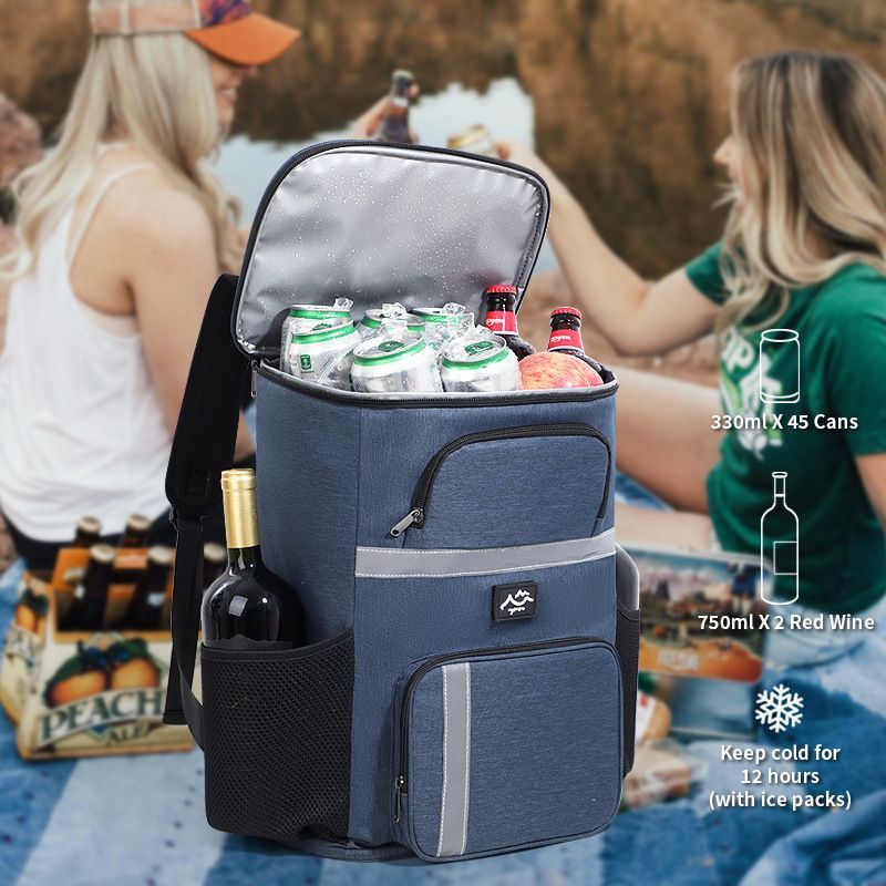 Outdoor Camping Insulated Cooler Backpack for Picnic Hiking (Navy blue)