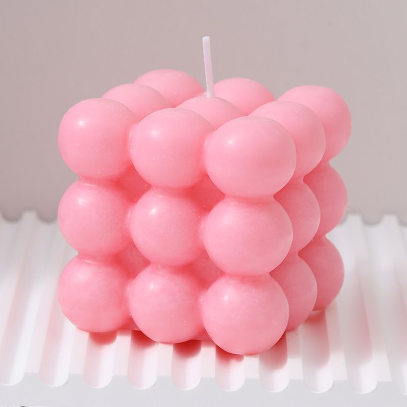 3Pcs pink Rubik's Cube Scented Candle Home Decor Ornaments