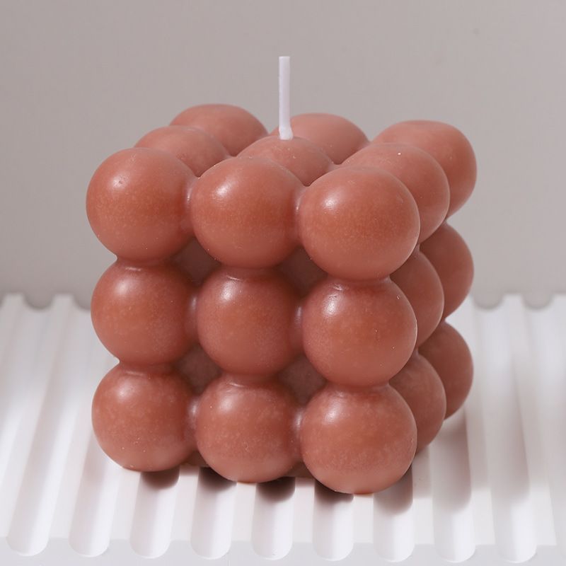 3Pcs light brown Rubik's Cube Scented Candle Home Decor Ornaments