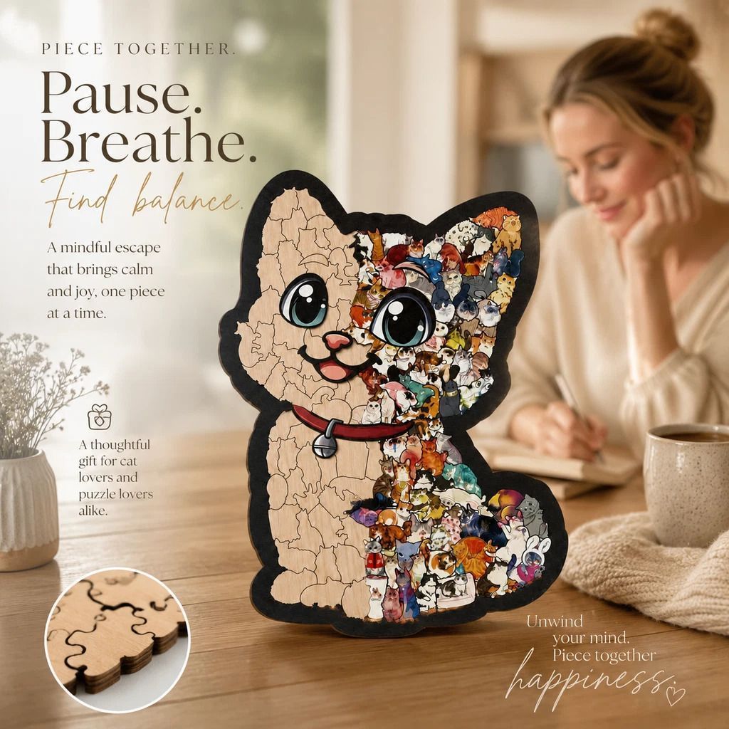 Wooden Jigsaw Puzzle, Melad Color Box + Persian Cat