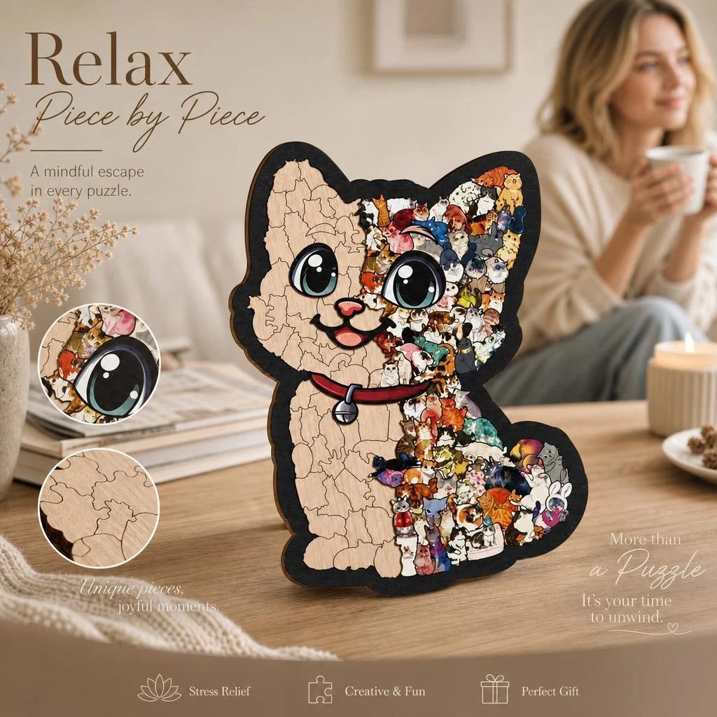Wooden Jigsaw Puzzle, Melad Color Box + Melad Style Dog