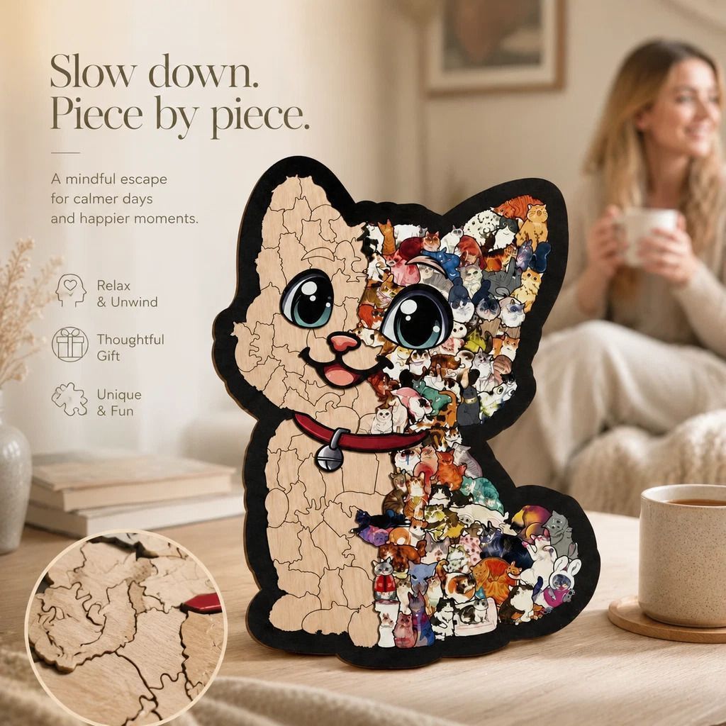 Wooden Jigsaw Puzzle, Melad Color Box + Pug Dog