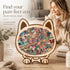 Wooden Jigsaw Puzzle, Persian Cat + Macaron Style Dog