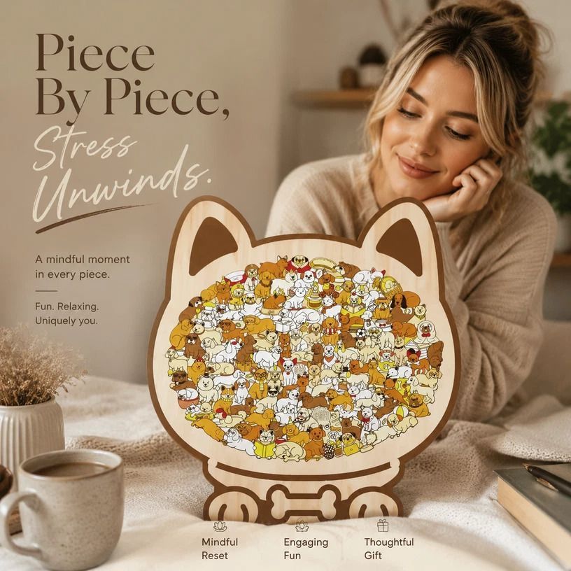 Wooden Jigsaw Puzzle, Melad Style Dog + Pug Dog