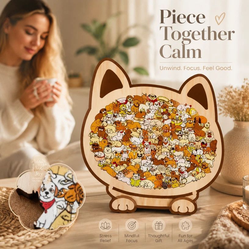 Wooden Jigsaw Puzzle, Melad Style Dog + Puppy